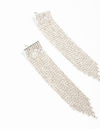 Silver Plated Cupchain Diamante Fringe Stud Earrings - link has visual effect only