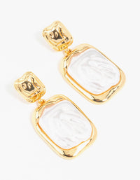 Gold Plated Molten Pearlescent Station Drop Earrings - link has visual effect only