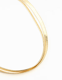 Gold Plated Herringbone Chain Necklaces 2-Pack - link has visual effect only