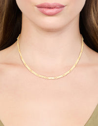 Gold Plated Rectangle & Hammered Y-Necklace - link has visual effect only