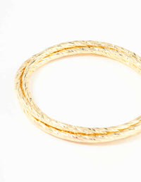 Gold Plated Textured Bangles 3-Pack - link has visual effect only