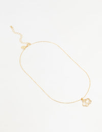 Gold Plated Diamante Outline Pendant Flower Necklace - link has visual effect only