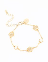 Gold Plated Alternating Small & Medium Flower Bracelet - link has visual effect only