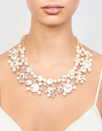 Gold Statement Diamante Pearl Necklace - link has visual effect only