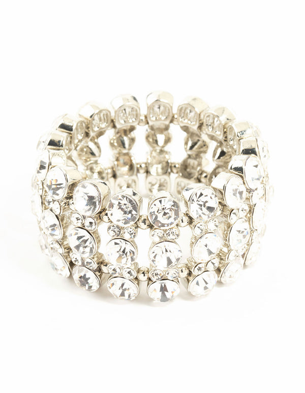 Silver Layered Diamante Bracelet