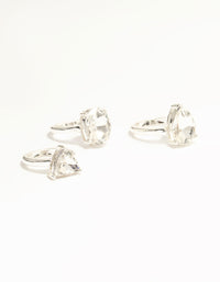 Silver & Mixed Shape Diamante Rings 3-Pack - link has visual effect only