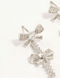 Rhodium Plated Cubic Zirconia Bow Drop Earrings - link has visual effect only