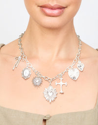 Silver Heart & Cross Charm Necklace - link has visual effect only