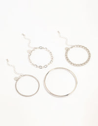 Silver Chain & Sleek Bracelets 4-Pack - link has visual effect only