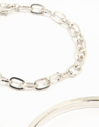 Silver Chain & Sleek Bracelets 4-Pack - link has visual effect only