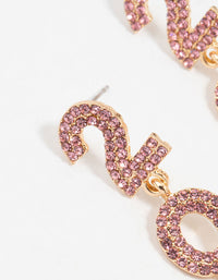 Gold Pink Diamante & Pearl 2025 Drop Earrings - link has visual effect only