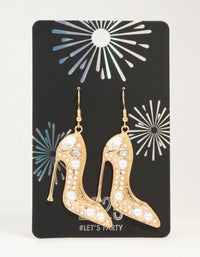 Gold Pearl Heels Drop Earrings - link has visual effect only