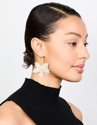 Rose Gold White Marble Flower Hoop Earrings - link has visual effect only
