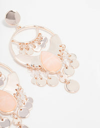 Rose Gold Bead & Disc Drop Earrings - link has visual effect only