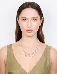 Rose Gold Flower & Leaf Charm Short Necklace - link has visual effect only