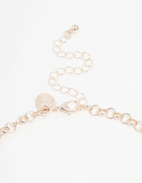 Rose Gold Flower & Leaf Charm Short Necklace - link has visual effect only