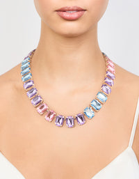 Rose Gold Pink, Blue & Purple Stone Short Necklace - link has visual effect only