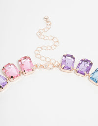 Rose Gold Pink, Blue & Purple Stone Short Necklace - link has visual effect only