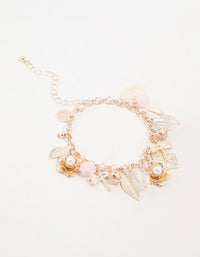 Rose Gold Dragonfly & Flower Charm Bracelet - link has visual effect only