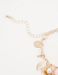 Rose Gold Dragonfly & Flower Charm Bracelet - link has visual effect only