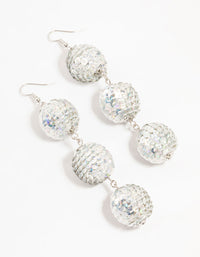 Silver Sequin Disco Ball Drop Earrings - link has visual effect only