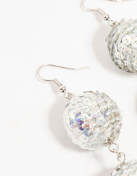 Silver Sequin Disco Ball Drop Earrings - link has visual effect only