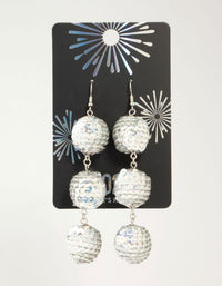 Silver Sequin Disco Ball Drop Earrings - link has visual effect only