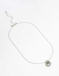 Silver Diamante Circle Link Pendant Necklace - link has visual effect only