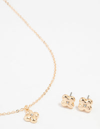 Gold Bubble Cross Necklace and Earrings Set - link has visual effect only