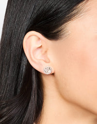 Silver Diamante With Frame Stud Earrings - link has visual effect only