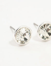 Silver Diamante With Frame Stud Earrings - link has visual effect only