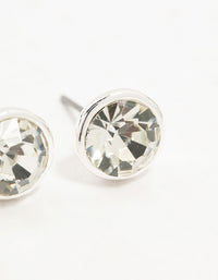 Silver Diamante With Frame Stud Earrings - link has visual effect only