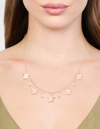 Gold Diamante Butterfly Drop Charm Necklace - link has visual effect only