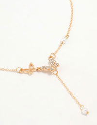 Gold Diamante Pearl Butterfly Y-Necklace - link has visual effect only