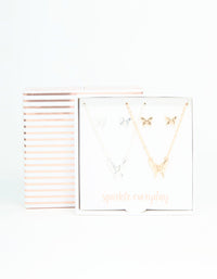 Mixed Metals Butterfly Necklace & Earrings Set - link has visual effect only