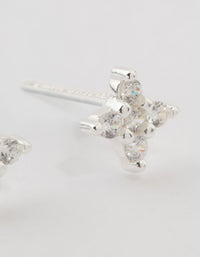 Sterling Silver Cubic Zirconia Micro Clover Stud Earrings - link has visual effect only