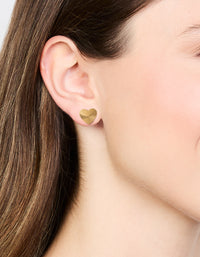 Waterproof Gold Plated Stainless Steel Heart Stud Earrings - link has visual effect only