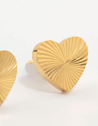 Waterproof Gold Plated Stainless Steel Heart Stud Earrings - link has visual effect only