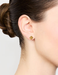 Waterproof Gold Plated Stainless Steel Flower Stud Earrings - link has visual effect only