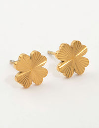 Waterproof Gold Plated Stainless Steel Flower Stud Earrings - link has visual effect only