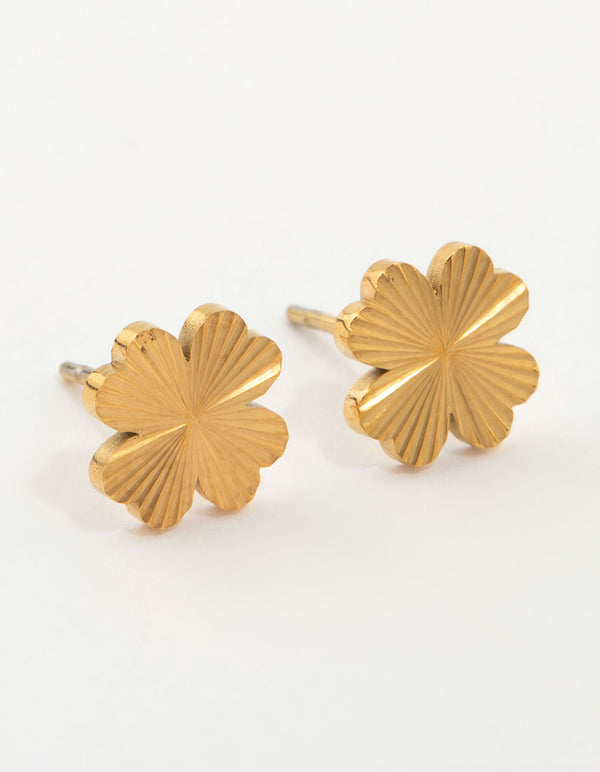 Waterproof Gold Plated Stainless Steel Flower Stud Earrings