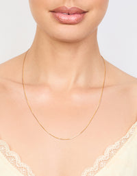 Gold Plated Sterling Silver Box Link Adjustable Necklace - link has visual effect only