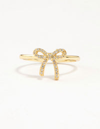 Gold Plated Sterling Silver Cubic Zirconia Bow Ring - link has visual effect only