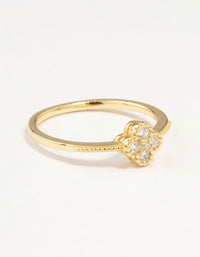 Gold Plated Sterling Silver Cubic Zirconia Flower Ring - link has visual effect only