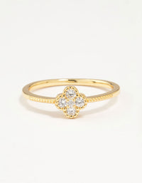 Gold Plated Sterling Silver Cubic Zirconia Flower Ring - link has visual effect only