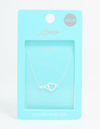 Sterling Silver Infinity & Heart Link Necklace - link has visual effect only