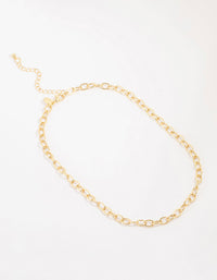 Gold Plated Round Link Necklace - link has visual effect only