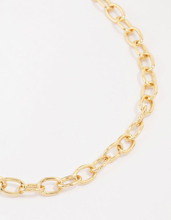 Gold Plated Round Link Necklace