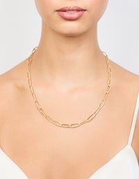 Gold Plated Fine Oval Link Necklace - link has visual effect only