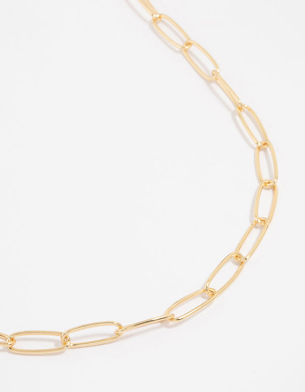 Gold Plated Fine Oval Link Necklace